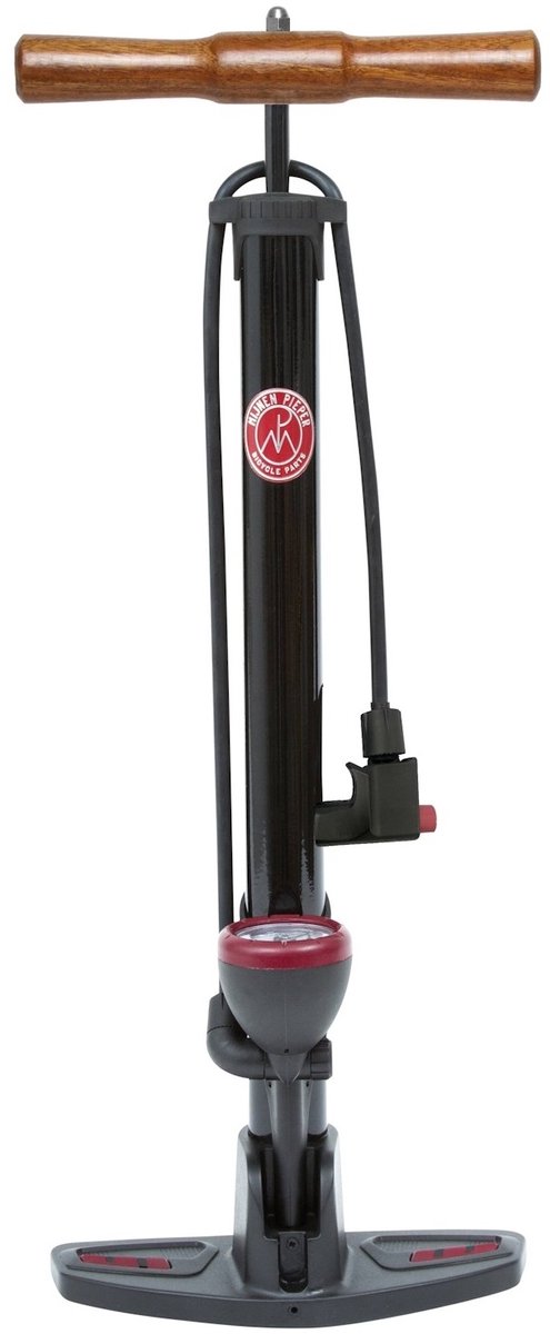 Fietspomp Around Retro Pressure met universele pompkop en nanometer - 165 PSI/ 11 Bar - zwart