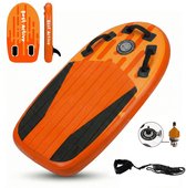 Best Active WaveRush Bodyboard - Opblaasbaar Bodyboard - Complete Set - 100x60x10 cm - Voor Kids & Volwassenen - Met Enkelkoord & Ventiel - Oranje