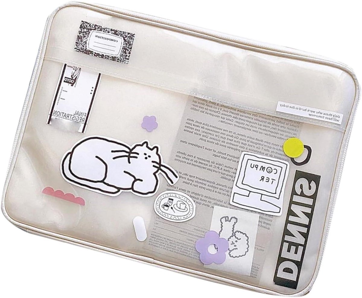 Schattige laptoptas - waterdichte laptophoes voor school en kantoor - wit - 13 inch