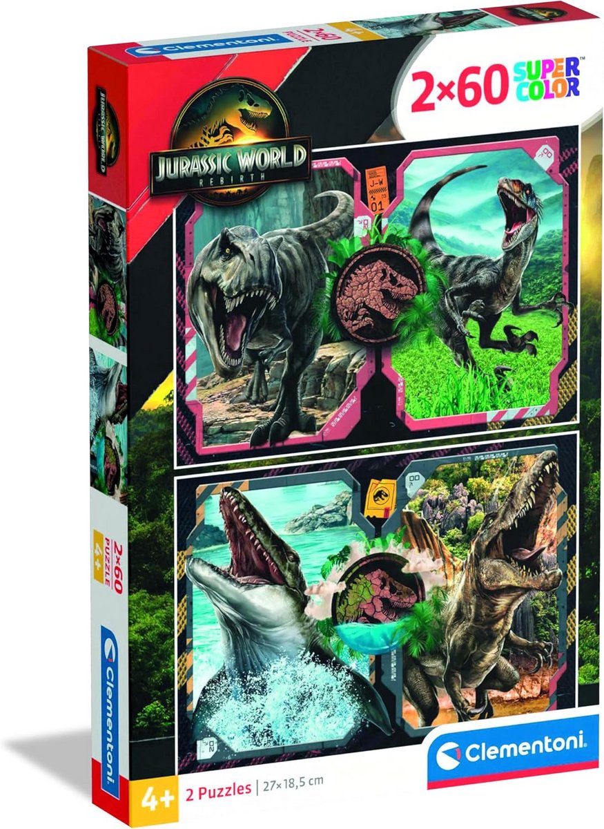 2x60 Stuks Puzzels Jurassic World Themapuzzel voor Kinderen 4 Jaar en Ouder