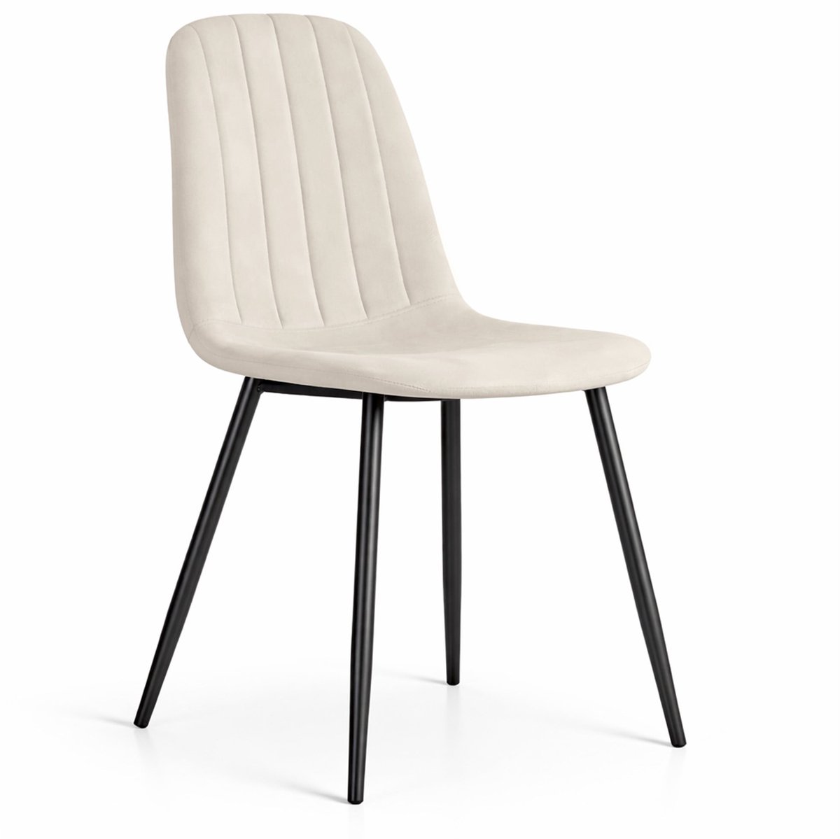 Eetkamerstoel LUMO / Gestoffeerde Stoelen / Fluwelen Stoelen en Metalen Poten / Beige met zwarte benen