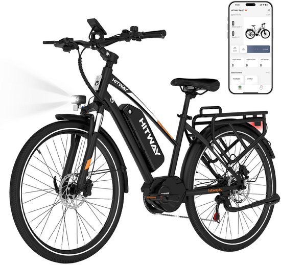 Hitway Elektrische Fiets BK U1 - E-Bike met 250W Middenmotor - 27.5*2.2 Inch City...