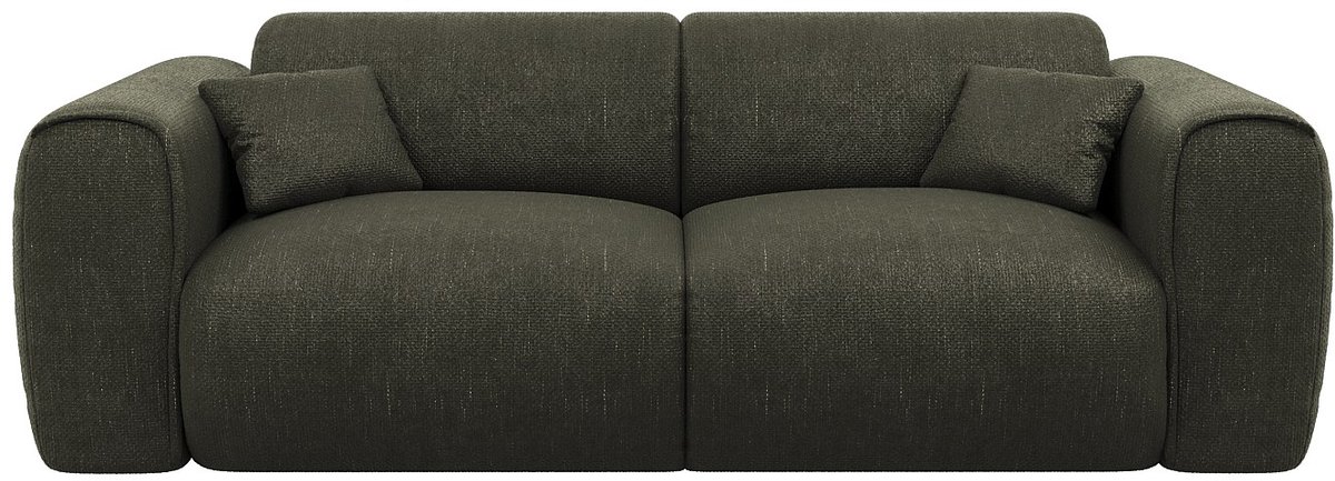 Vente-unique Driezitsslaapbank express in groene textuurstof - Slaapoppervlak 140 cm - POGNIA