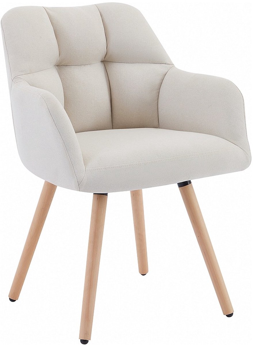 Vente-unique Set van 2 stoelen met armleuningen - Stof en beukenhout - Beige - PEGA