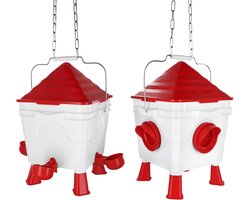 Allecto- Voer- en drinkset voor kippen - voercontainer - waterdispenser - 6 kg capaciteit - 8,5 liter - afneembare poten - stalen kettingen - geschikt voor pluimvee - rood communiceert met de producent wagenparkbeheer.