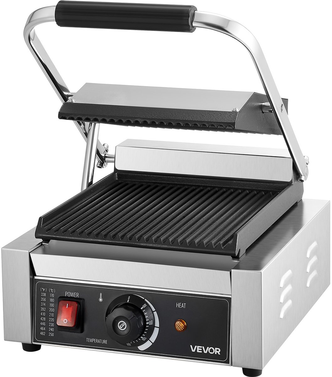 VEVOR Commerciële Panini Grill Sandwich Maker Grillplaat 22x23cm Panini Maker thumbnail 2