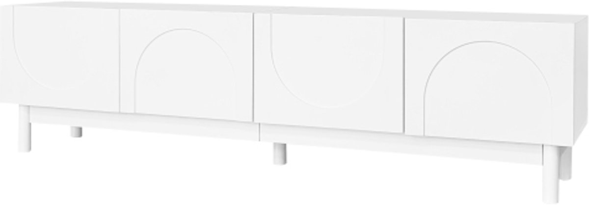 Kast 169x34x45,5 cm TV Kast Wit Spaanplaat MDF Gewelfde Deuren Planken Stabiliserende Poten Geschikt Voor Woonkamer