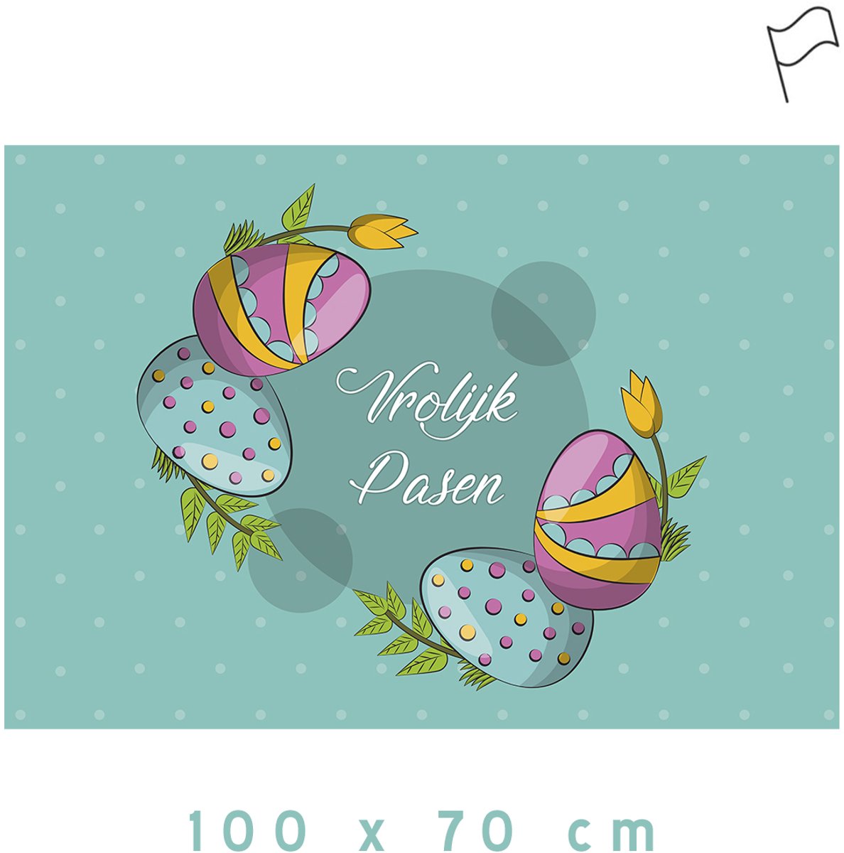 Vlag | "Vrolijk Pasen" | 100 x 70 cm | Happy Easter | Paasdecoratie | Gevelvlag | Polyester | Paashaas | Decoratie | Paasvakantie | 1 stuk