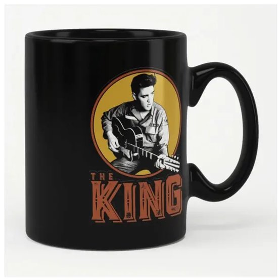 Elvis Presley The King Of Rock 'n Roll Mug - Zwart (350 ml – Officieel Gelicentieerd)