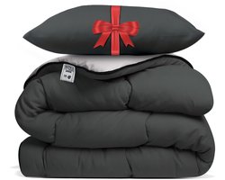 Avenue – Dekbed zonder overtrek 200x200 cm Antraciet/Taupe + Hoofdkussen 60x70 cm Antraciet – Hoesloos – Anti-allergisch & wasbaar op 60°C – All Year comfort slaapbundel