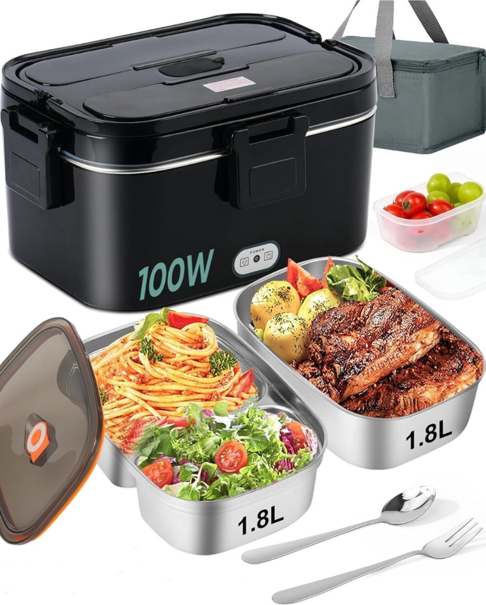 AMA® Elektrische Lunchbox - Verwarmde Lunchbox - Lunchbox - Roestvrijstalen Binnenbak - 1.8 L