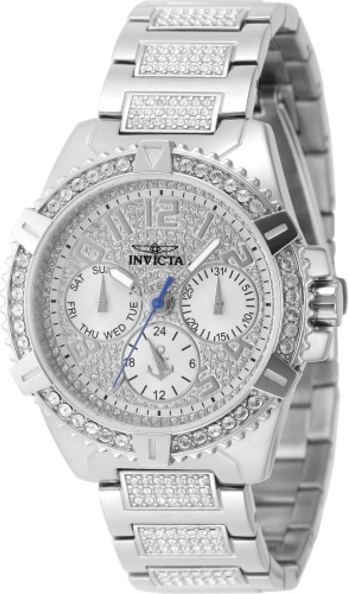 Invicta OCEAN VOYAGE 48924 Dames Horloge - Waterdicht - Analoog - Quartz Uurwerk - Roestvrij Staal met zilveren Wijzerplaat - 37mm