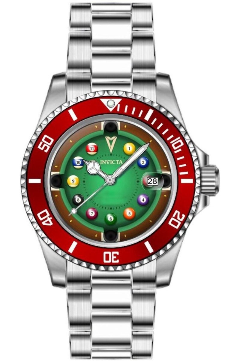 Invicta Pro Diver 50523 Heren Horloge - Waterdicht - Analoog - Quartz Uurwerk - Roestvrij Staal met groene Wijzerplaat - 40mm