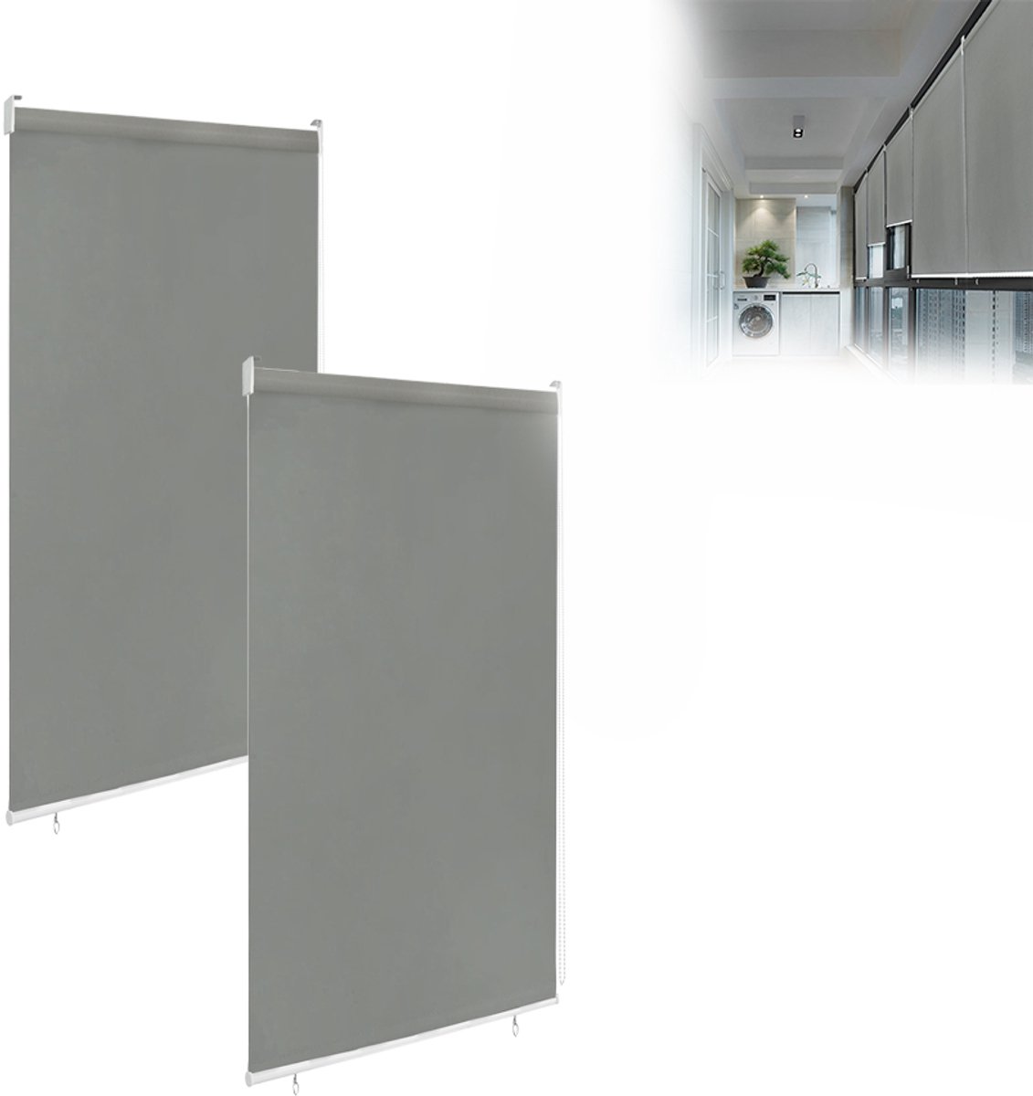 Aufun Verticale Zonwering - 2 Stuks - 100 X 240 cm - Grijs - Inkijkbescherming - Luifel - Geschikt Voor Balkons, Terrassen En Tuinen