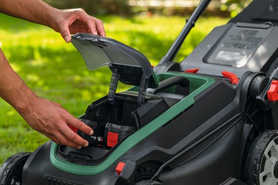 Bosch Rotak 18V2-43 - Grasmaaier - Inclusief 2 x 18V 4.0 Ah accu en AL 2x18V-88 lader en mulchplug van Merkloos	 — afbeelding 3