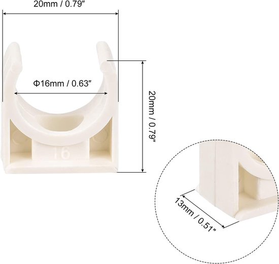 Allecto- Buisklemmen 48 stuks - U-vormige - PPR - Slanghouder