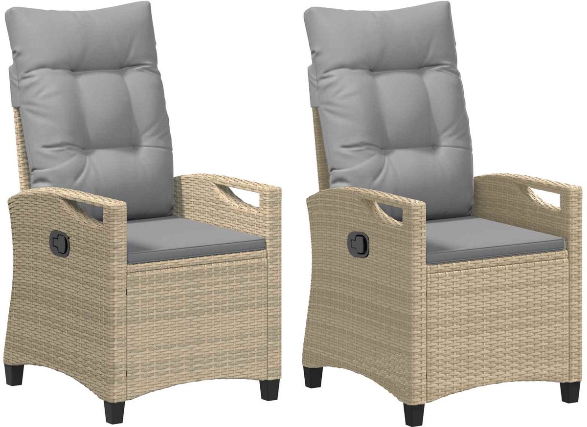 vidaXL - Tuinstoel - 2 - pcs - Beige - en - Lichtgrijs - 56 - x - 60 - x - 112 - cm