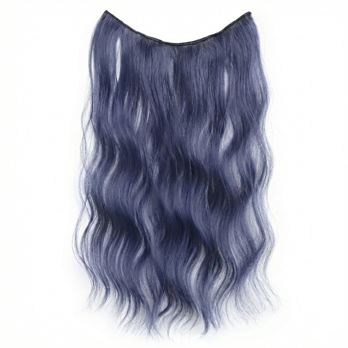 Asblauw zwart golvend haar extensie extensions dames clip in haar verlenging wavy haarstuk kleuraccent natuurlijk ogend clip weft