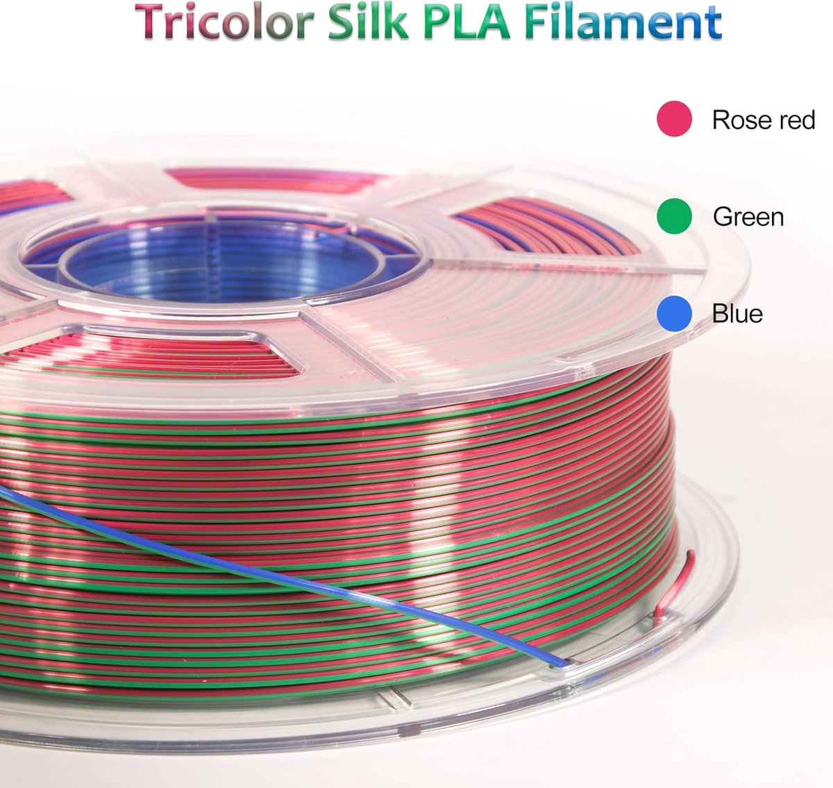 3D Printer Filament Zijde PLA 1.75mm 1kg - Roze Rood Groen Blauw Driekleurig