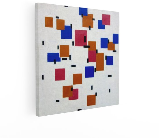 Artaza Canvas Schilderij Abstract - 50x50 cm - Wanddecoratie Mondriaan - Muurdecoratie Modern - Geometrische Schilderijen Op Canvas