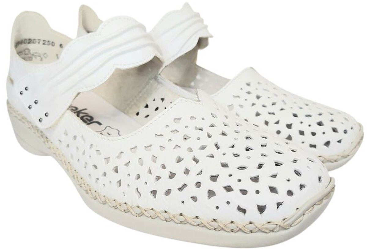 Rieker Dames Bandschoen - 41399-80 Wit - Maat 42