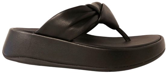 FitFlop F- Sandales compensées en cuir souple Mode Knot, noires - Pointure 39