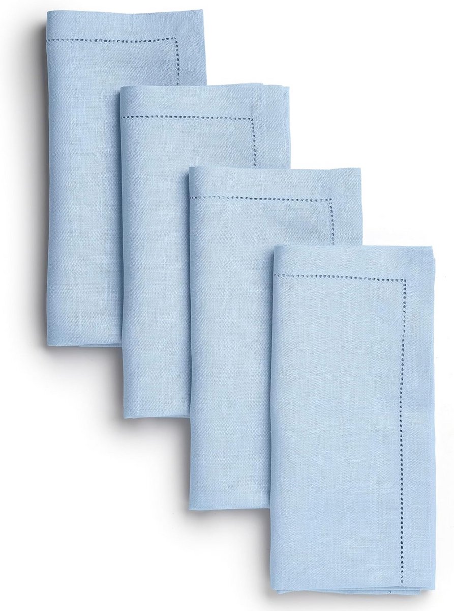 Set van 4 Linnen Servetten 50x50 cm - Hemstitch Tafellinnen voor Diner en Feest