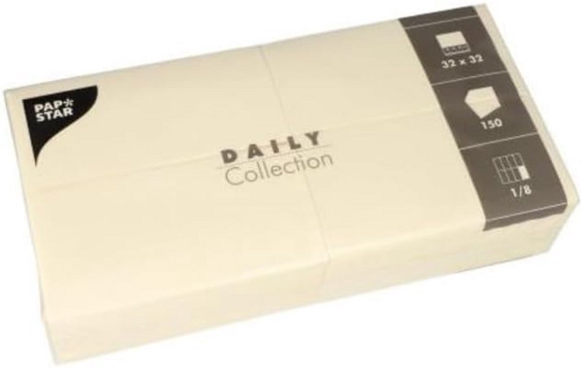 150 Cocktail Servetten Champagne 32x32 cm - 1/8 Vouw - Duurzaam & Snel Absorberend
