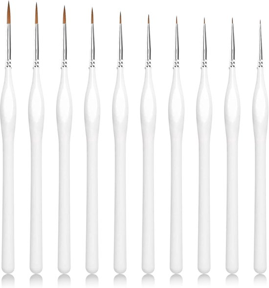 Foto: Fine brush set 10 stuks schilderen met cijfers penseelset acrylverf miniatuurkwasten modelbouw olieverf gedetailleerd schilderen