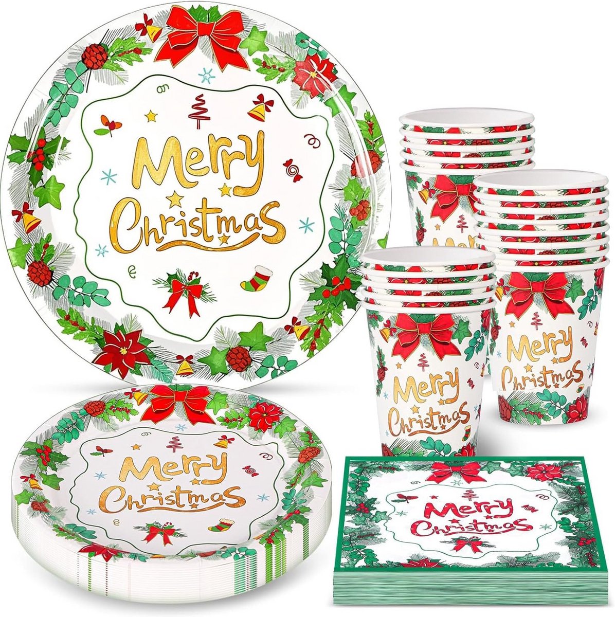 168-delige Kerst Servies Set voor Feest en Diner