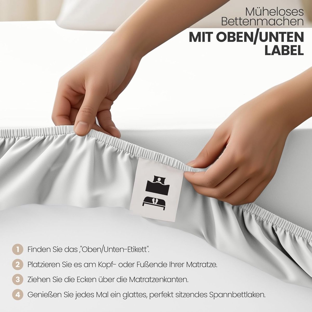 Hoeslaken 140x200 cm Extra Diep Microvezel Wit – Elastisch Hoeslaken voor Boxspring & Hoge Matrassen tot 40 cm – Kreukvrij, Zacht & Oeko-Tex – Pauwhome