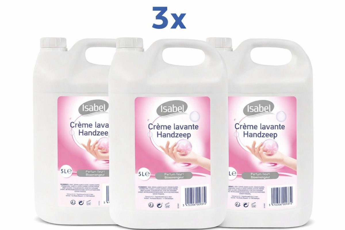 3x Isabel - Handzeep - Navulling - Dispenser of Pompje - 5 Liter - Voordeelverpakking van 3 Stuks