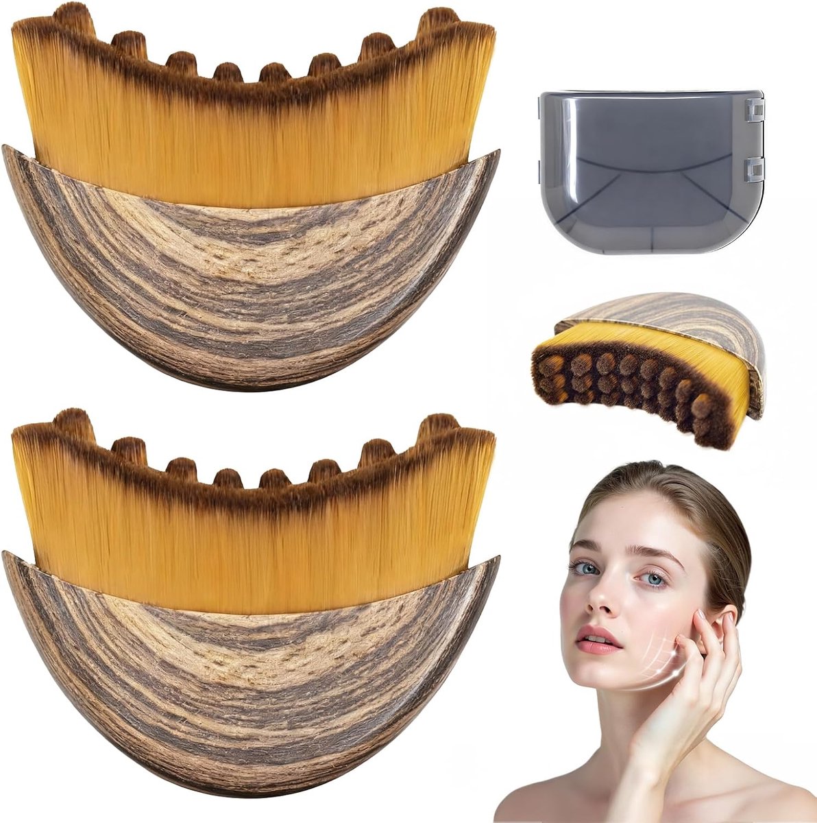 Lymphatic Contour Face Brush - Face Massager - Dry Brushing Face Brush - Lymphatic Drainage Massager - Chin & Jawline Sculpting - Designed for Face - Gentle Enough for Daily Use - 2 stuk