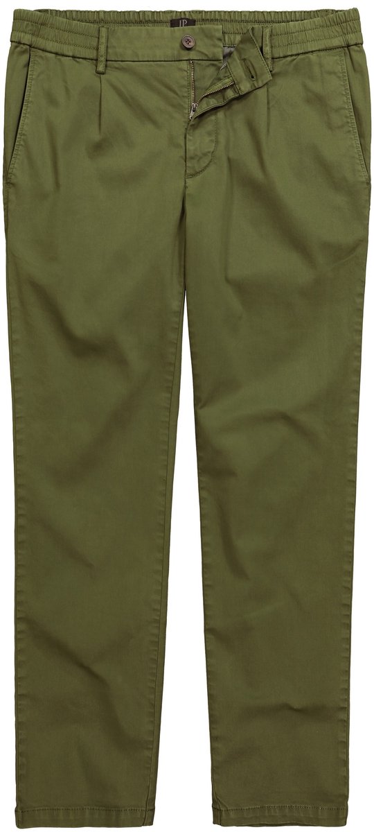 JP 1880 - Heren - Chino FLEXNAMIC® elastische band plooien moderne straight-Fit - Mosgroen - Maat 72