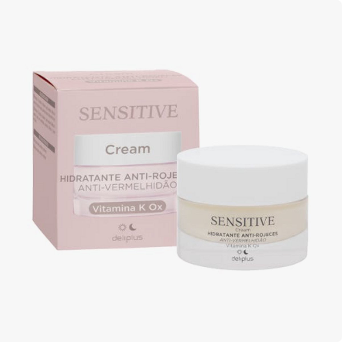 Deliplus Sensitive Anti-Redness Moisturizing gezichts dag- en nachtcreme met vitamine K Ox voor de gevoelige en reactieve huid 50ml