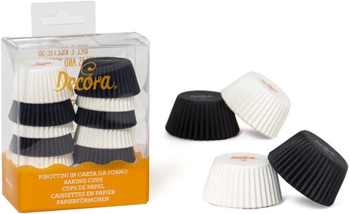 200 Stuks Mini Bakvormpjes van Bakpapier Wit en Zwart