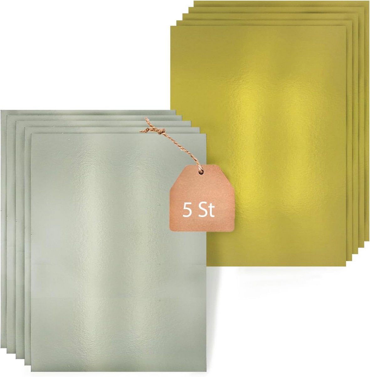 Set van 5 Rechthoekige Taartborden Goud en Zilver Karton 25x35 cm