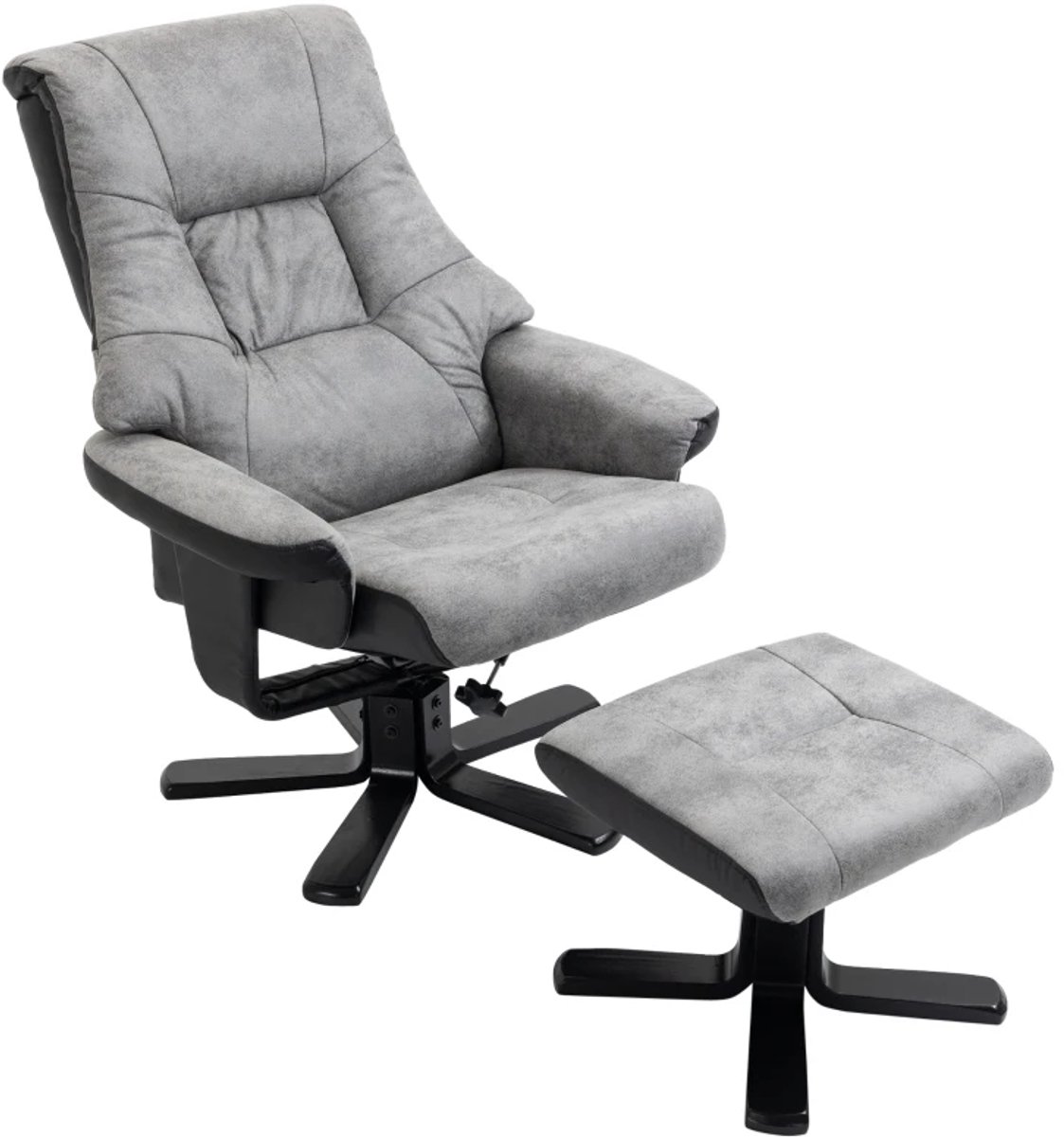 ZYLARO Relaxfauteuil met Voetenbank - Fauteuil - Moderne Relaxstoel - Kantelbaar tot 135° - Verstelbare Rugleuning - 360° Draaibaar - tot 120 kg - Relaxstoel - Ligstoel - TV Stoel - Loungestoel - Leesstoel - Grijs