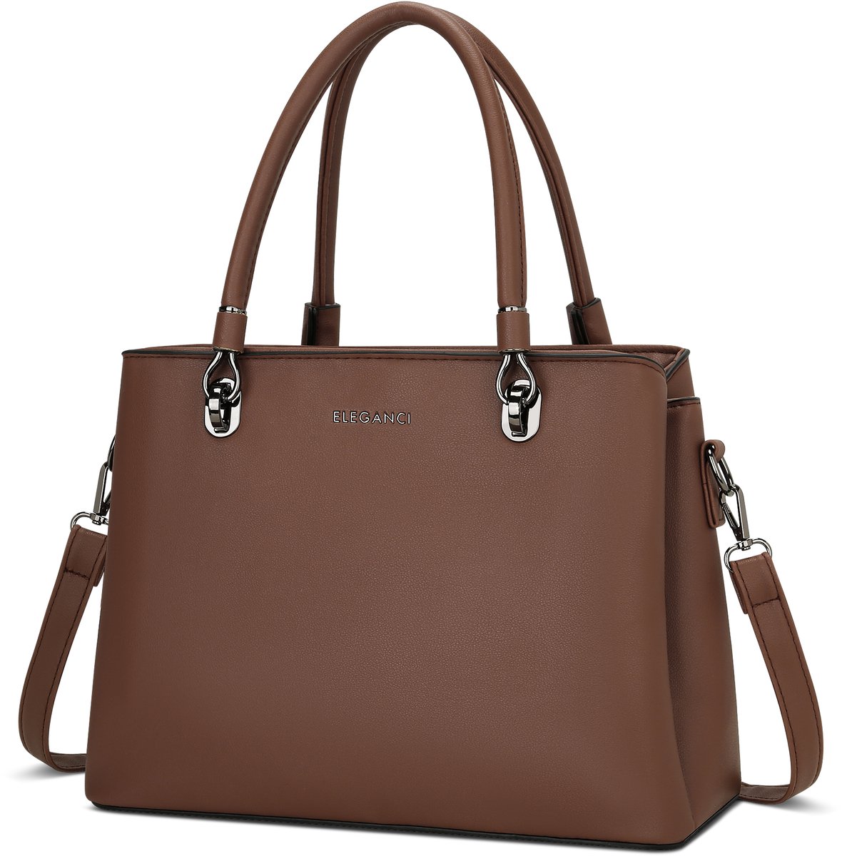 Eleganci® - Dames Handtas - Schoudertas & Werktas - Taupe / Bruin - PU Leer - Verstelbare Schouderband - Dagelijks & Zakelijk - Bruin