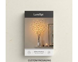 LumiSpi Sfeerverlichting Kerst - Zwarte berken tak licht - LED verlichting - Kerst tak lamp - Buitenverlichting twijgen - Feestelijke decoratie lamp - Bruiloft decor verlichting - LED berken tak - Buiten en binnen verlichting