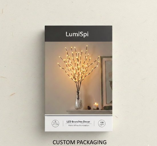 LumiSpi Sfeerverlichting Kerst - Zwarte berken tak licht - LED verlichting - Kerst tak lamp - Buitenverlichting twijgen - Feestelijke decoratie lamp - Bruiloft decor verlichting - LED berken tak - Buiten en binnen verlichting