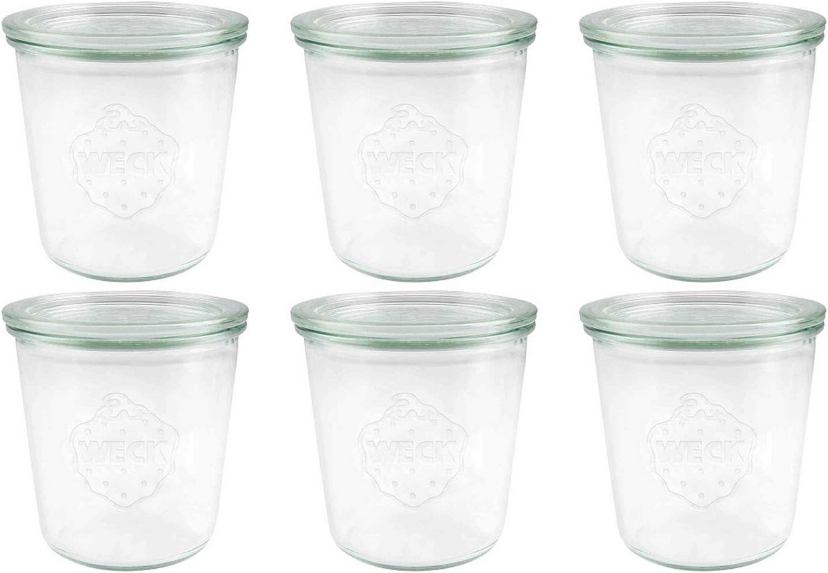 Set van 6 Lange Weckpotten van 500 ml - Ideaal voor Bewaren en Inmaken