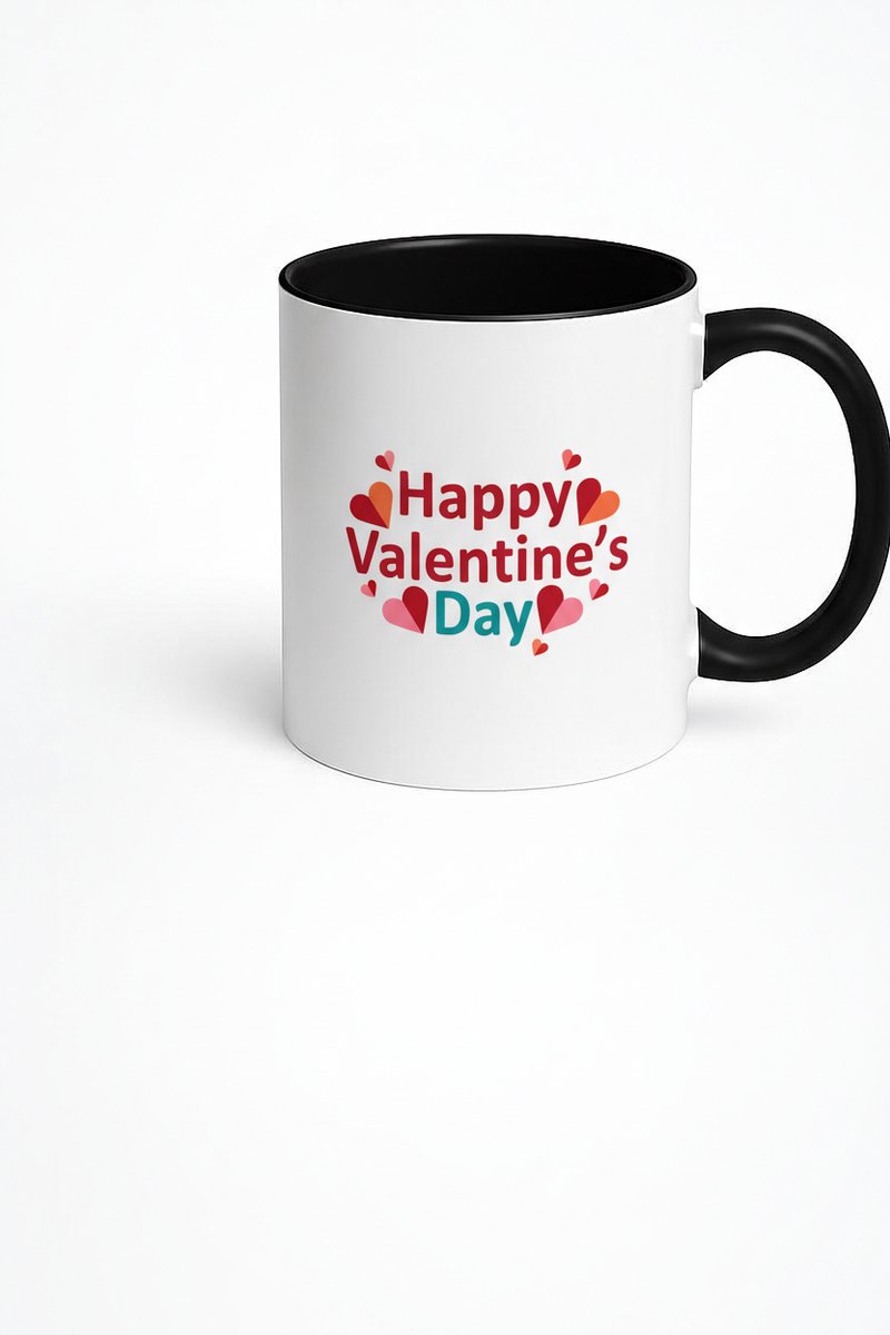 Valentijnsdag Mok 'Happy Valentine's Day' met Hartjes - Perfect Cadeau