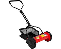 Quvo® Grasmaaier Handmatig – Grastrimmer Met 21 Liter Opvangbak – Handmaaier Met 5 Messen – Rood - 60cm x 50cm x 124cm