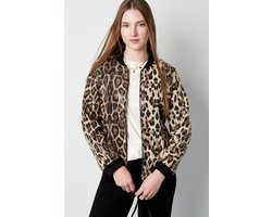 YWG - Polyester Vrouwen Bomber Jas Luipaardprint Pailletten Verfraaid - Maat S