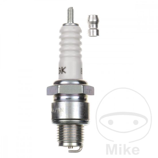 NGK bougie met metalen dop, wit keramisch isolator.