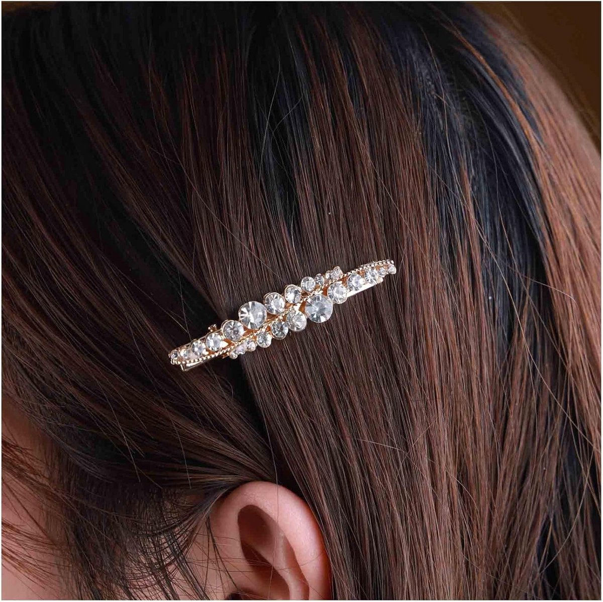 Boheemse Kristallen Haarspeld met Bladmotief en Strass - Bruidshaaraccessoire