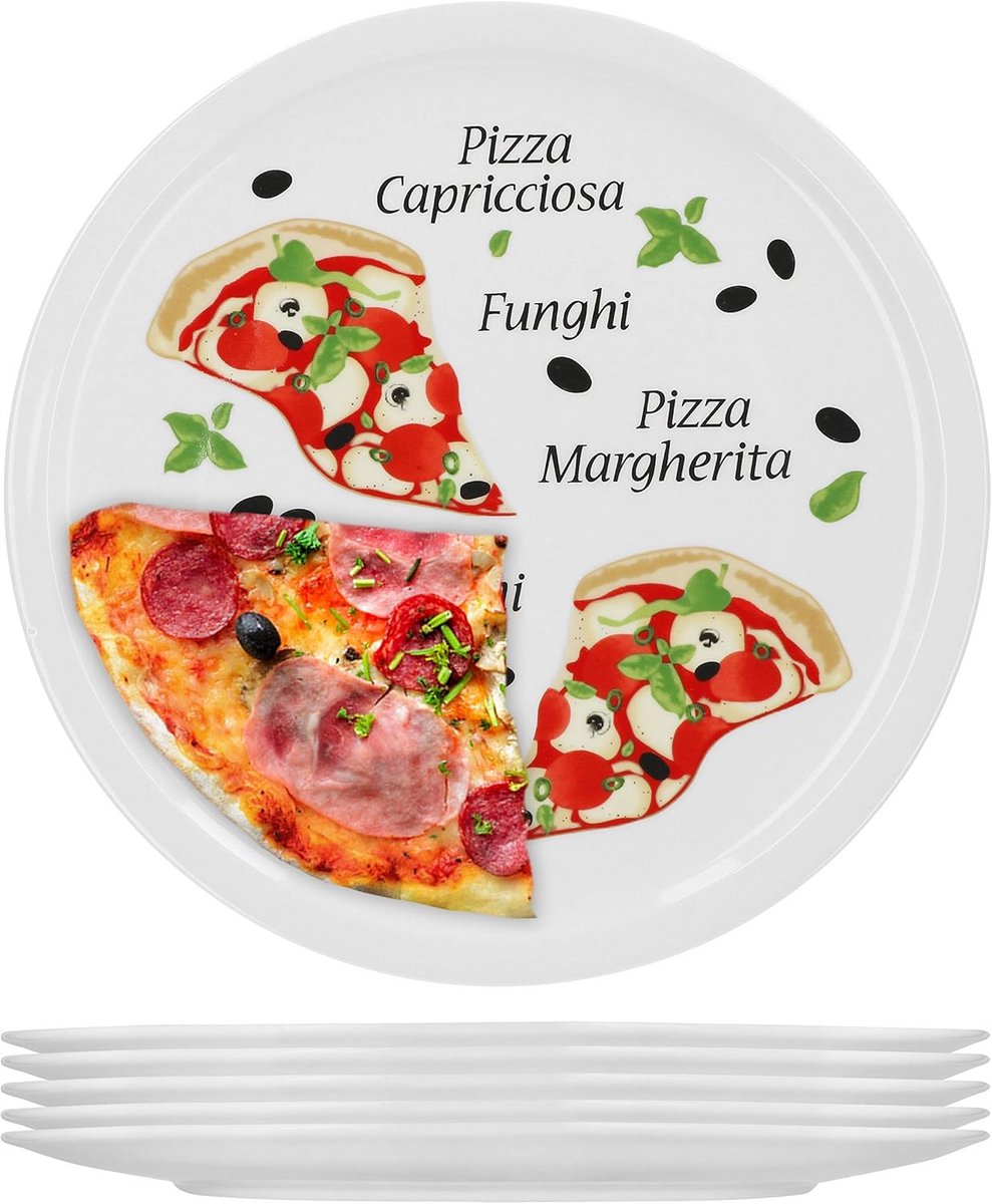 Set van 6 XL Porseleinen Pizzaborden Ø 30,5 cm - Vaatwasmachinebestendig