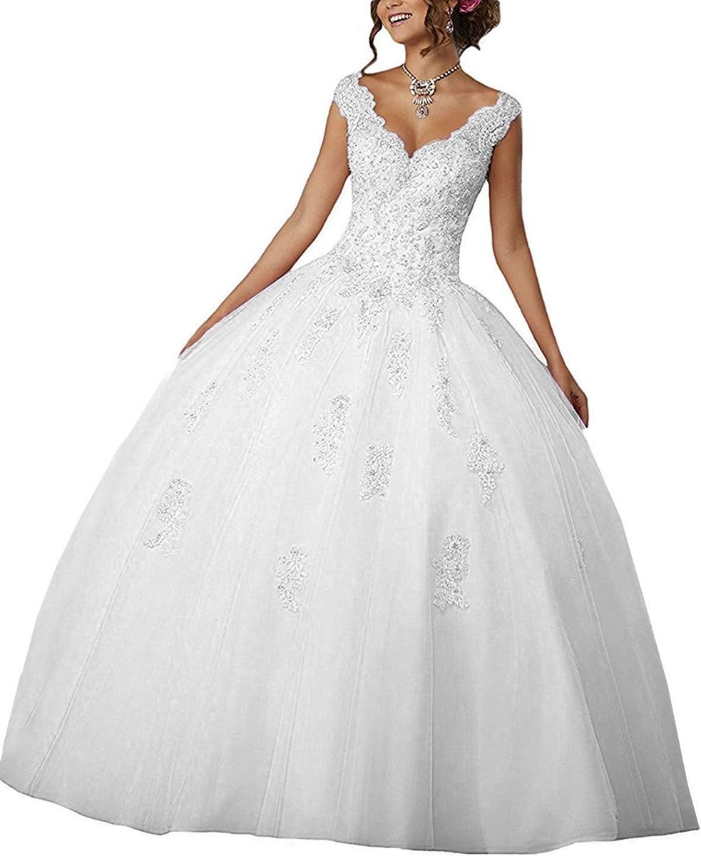 Elegante Lange Avondjurk Dames met V-Hals en Kant - Geschikt voor Quinceanera en Bruiloften