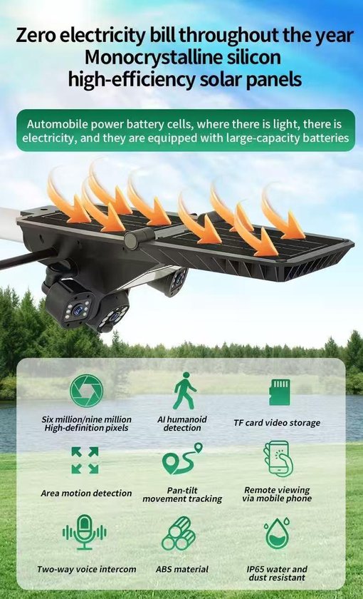 Chevremont AI Solar Camera + Lighting 3-in-1 - 6MP 4G Beveiligingscamera met Straatverlichting, Nachtzicht, PTZ & IP66 van Chevremont — afbeelding 4